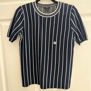 Ann Taylor factory petite Navy and White Striped T-Shirt size Small